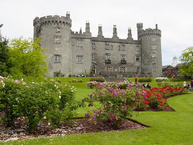 The rose garden at Kilkenny Castle in Ireland
