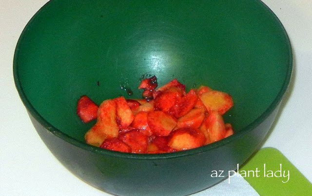 chop the peaches for Peach Vinegar