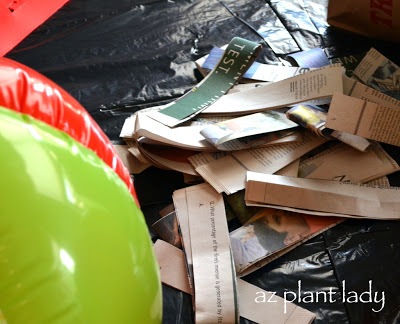 strips of paper used to put on beach balls for paper mache pumpkins