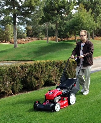 Steve tries out the push mowers