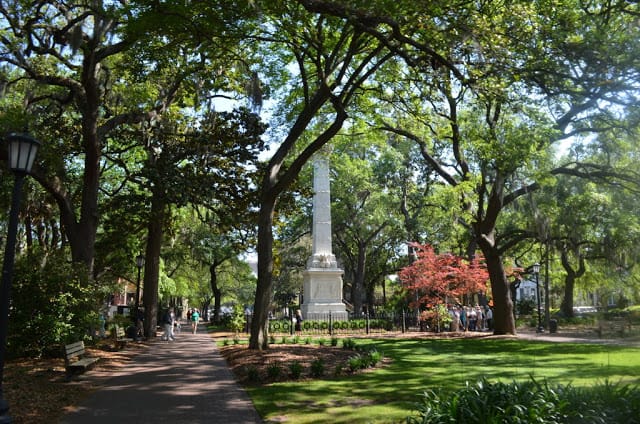 One of the 22 historic squares in Savannah, Georgia