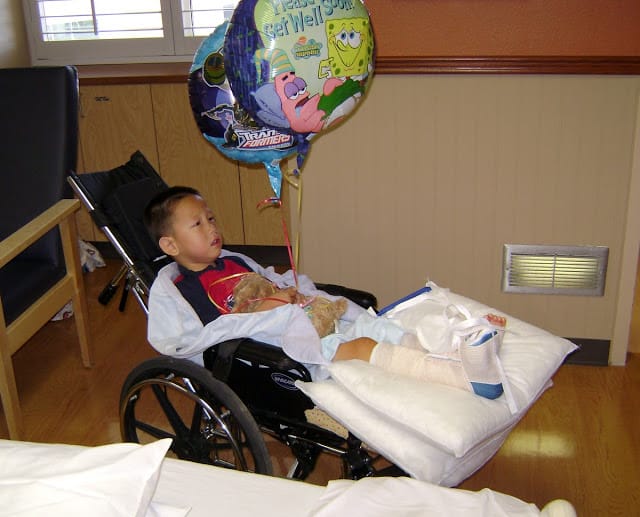 Leaving from the hospital in 2008