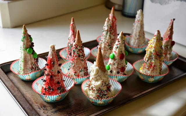 sugar cone Christmas trees.