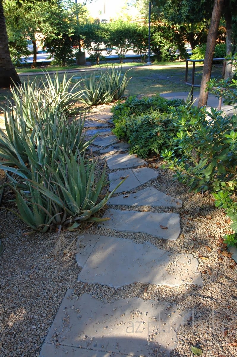 Pathway made from recycled, broken concrete