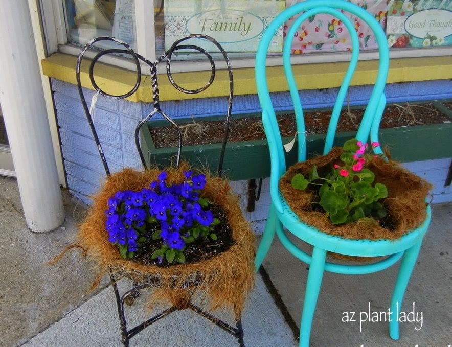 Chair planter in Downtown Noblesville, Indiana.