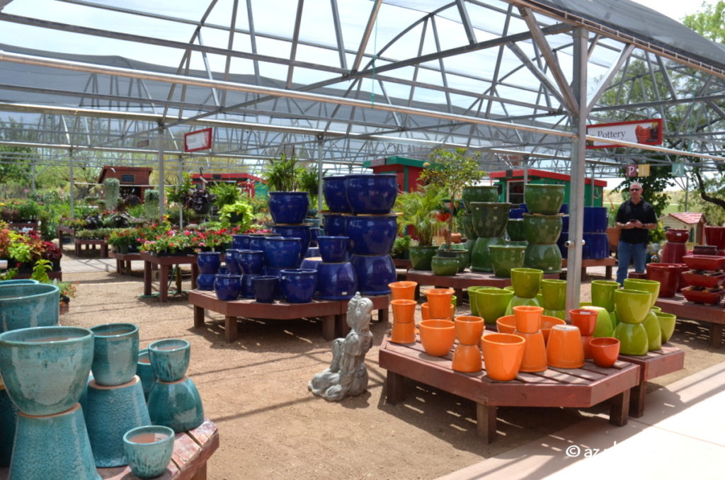 Colorful containers at Civano Nursery, Tucson