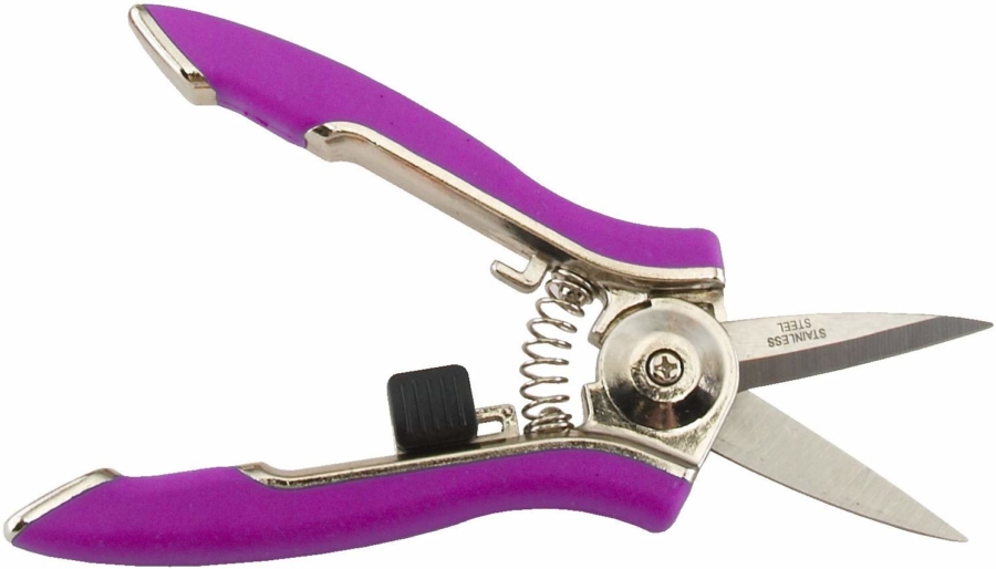 purple handle hand pruner